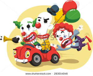 stock-vector-circus-clown-performance-in-car-with-balloons-and-horn-vector-cartoon-illustration-293014046