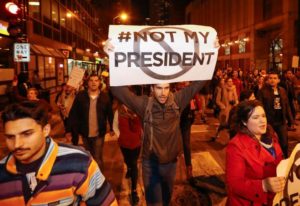 Protesters against Republican president-elect Donald Trump